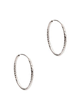 Gift Packaged 'Femke' Rhodium Plated 925 Silver Textured Hoop Earrings