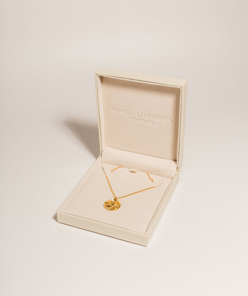 Gift Packaged 'Jade' 18ct Yellow Gold Plated 925 Silver & Cubic Zirconia Rose Pendant Necklace