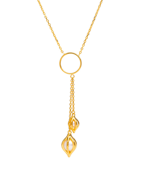 Gift Packaged 'Evora' 18ct Yellow Gold Plated Sterling Silver & Freshwater Pearl Necklace