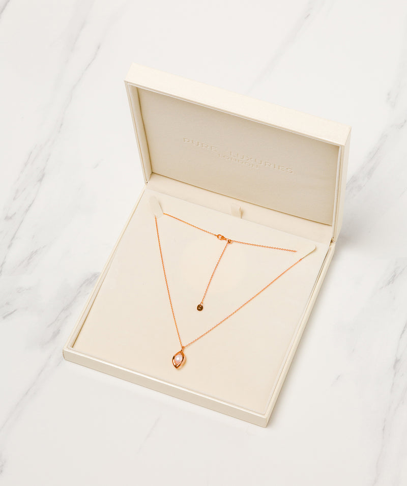 Gift Packaged 'Jensen' 18ct Rose Gold Plated Sterling Silver Teardrop Freshwater Pearl Necklace