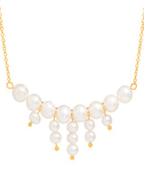 Gift Packaged 'Cabello' 18ct Yellow Gold Plated Sterling Silver Freshwater Pearl Cluster Necklace