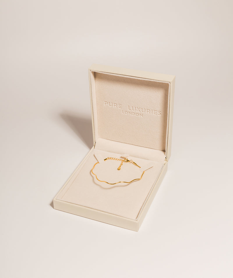 Gift Packaged 'Eva' 18ct Yellow Gold 925 Silver Wave Bracelet