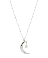 Gift Packaged 'Alaia' 925 Silver Crescent Moon and Star Pendant Necklace