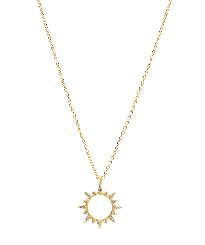 Gift Packaged 'Teagan' 18ct Yellow Gold 925 Silver & Cubic Ziroconia Sun Charm Necklace