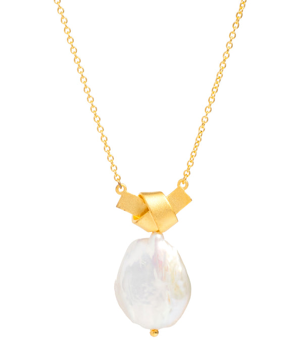 Gift Packaged 'Edna' 18ct Yellow Gold Plated Sterling Silver Baroque Freshwater Pearl Necklace