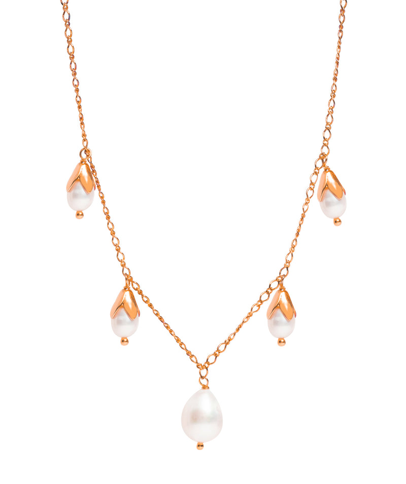 Gift Packaged 'Thelma' 18ct Rose Gold Plated Sterling Silver Freshwater Pearl Drop Necklace