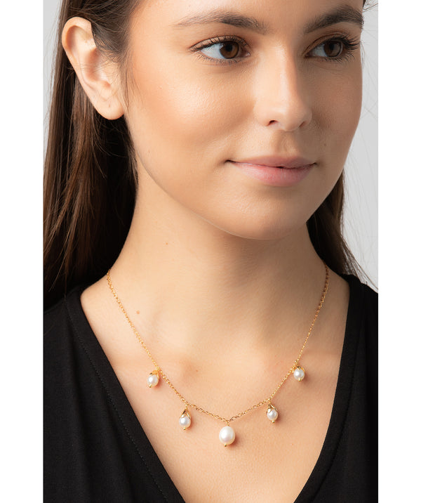 Gift Packaged 'Thelma' 18ct Yellow Gold Plated Sterling Silver Freshwater Pearl Drop Necklace