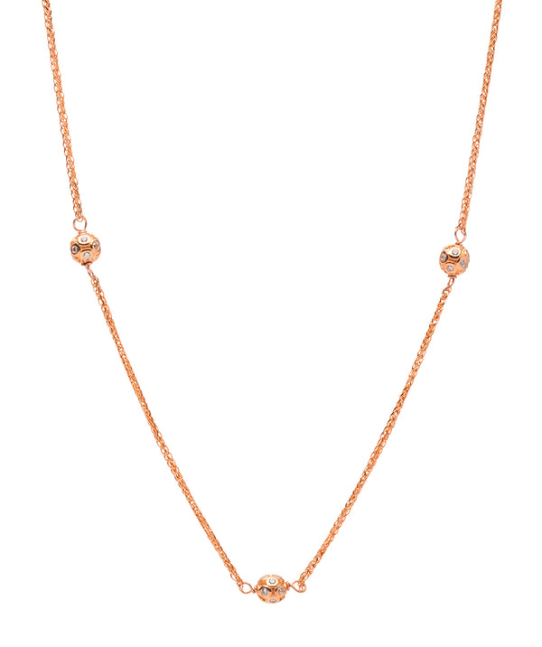 Gift Packaged 'Arya' 18ct Rose Gold Plated 925 Silver & Cubic Zirconia Ball Necklace