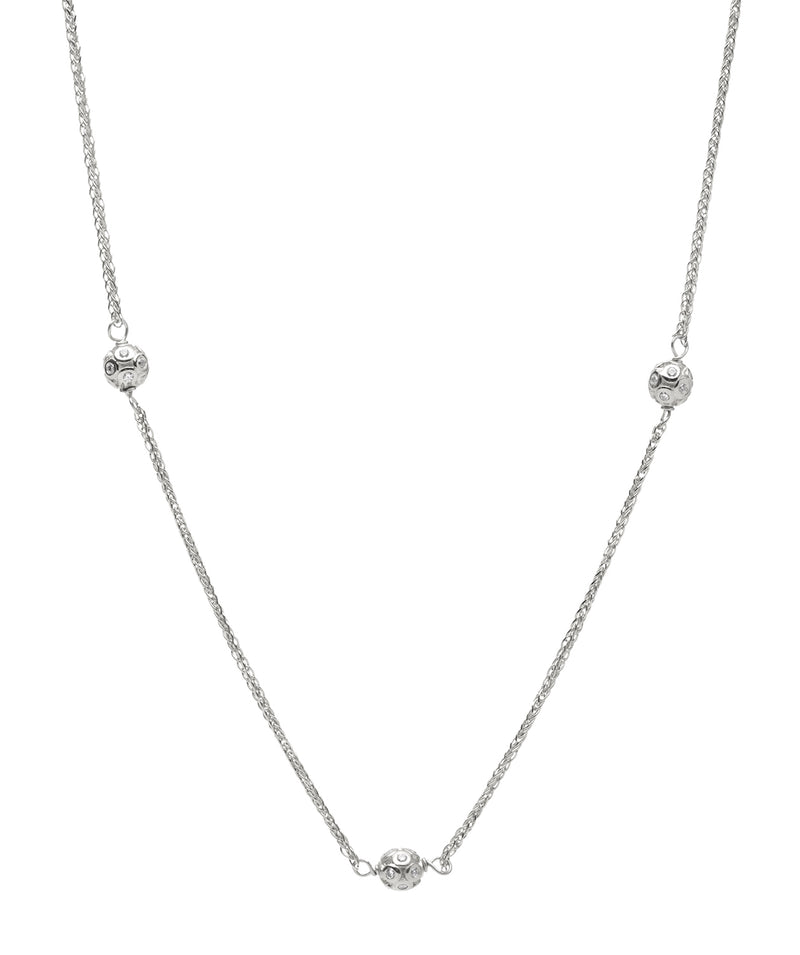 Gift Packaged 'Arya' 925 Silver & Cubic Zirconia Ball Necklace
