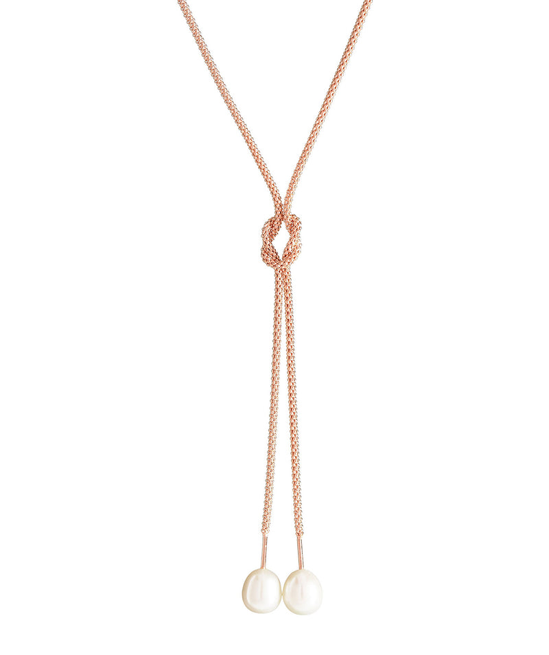 'Aruru' Rose Gold Plated Sterling Silver Dual Pearl Necklace image 1