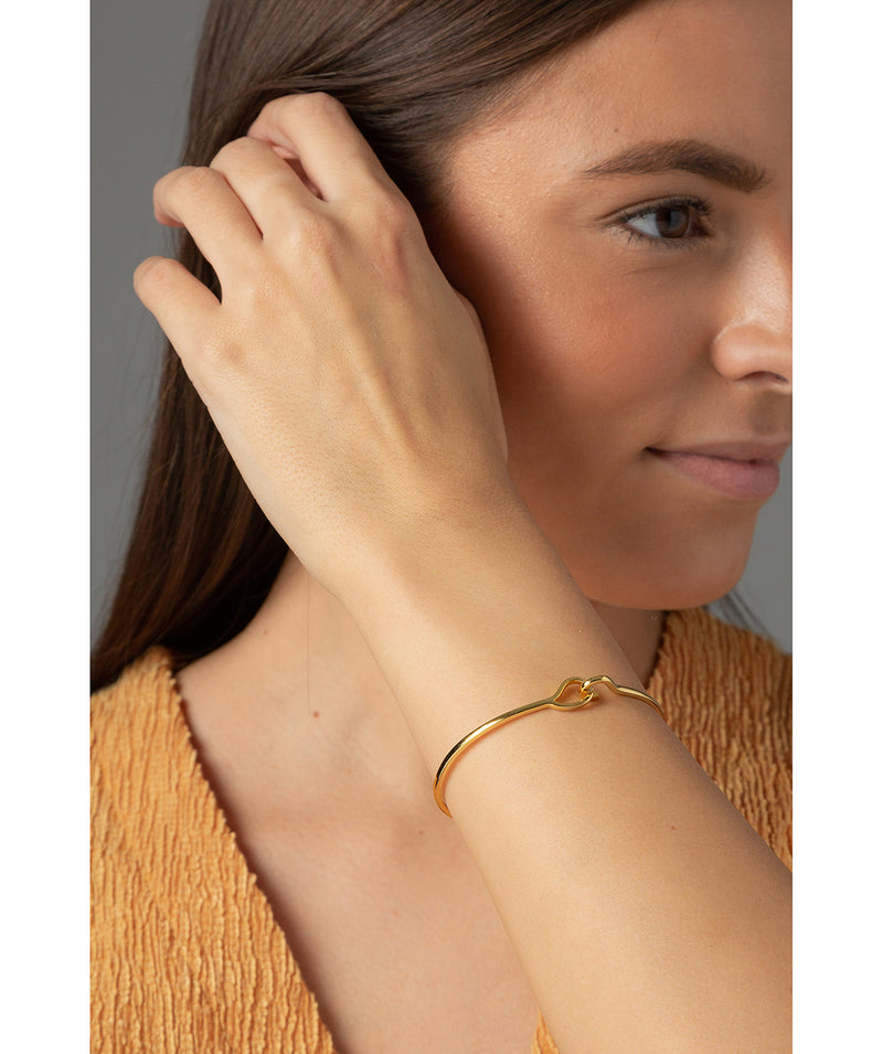 'Monica' Yellow Gold Plated Sterling Silver Hook Bangle image 2
