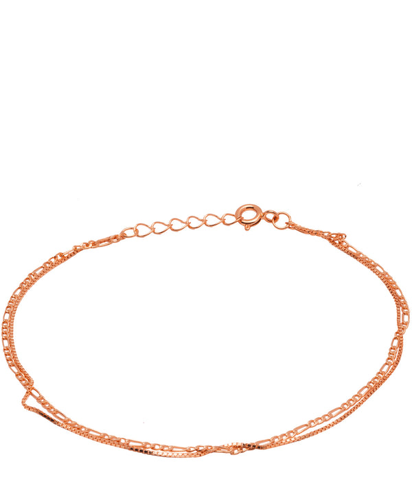 Gift Packaged 'Aubrey' 18ct Rose Gold Plated 925 Silver Double Chain Bracelet