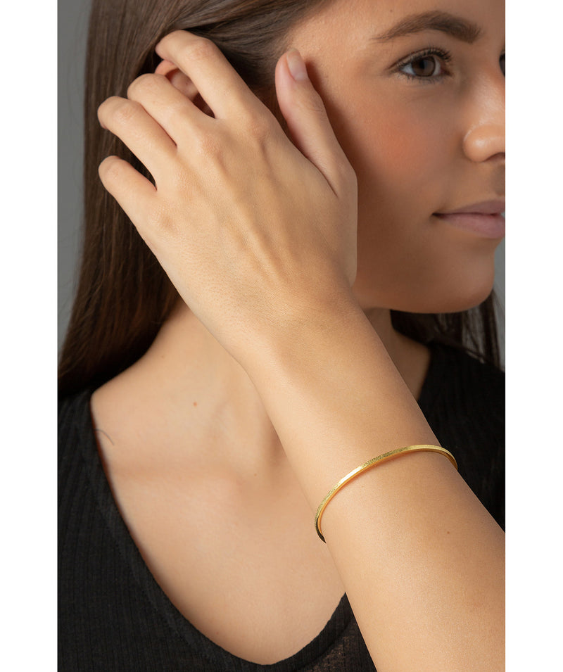 'Antonia' Yellow Gold Plated Sterling Silver Brushed Bangle image 2