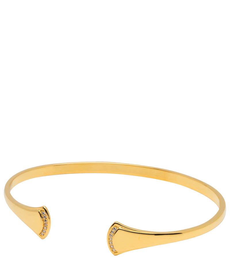 Gift Packaged 'Amoret' 18ct Yellow Gold Plated 925 Silver Cubic Zirconia Open End Bangle
