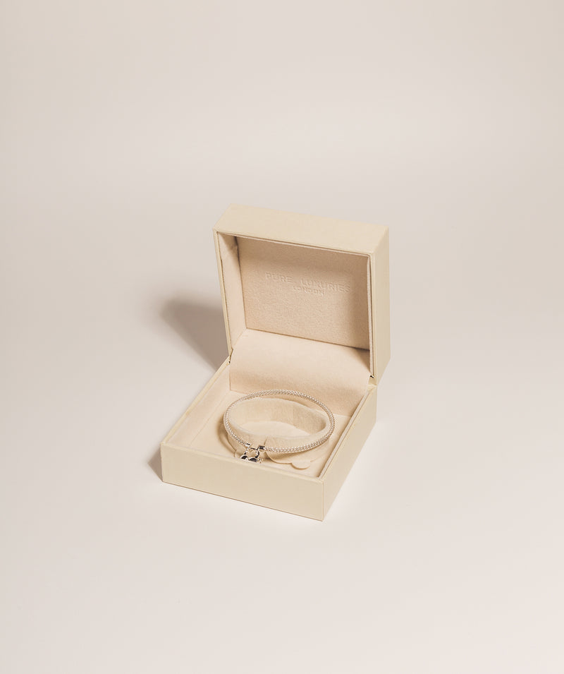 Gift Packaged 'Solene' 925 Silver Heart Locket Mini Bracelet