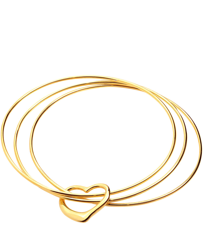 Gift Packaged 'Bethan' 18ct Yellow Gold Plated Sterling Silver Heart Pendant Bangle