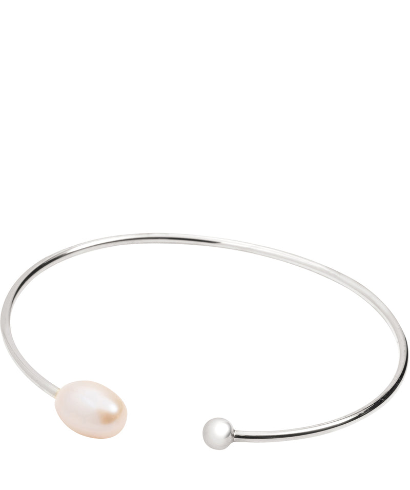 Gift Packaged 'Cruz' Sterling Silver Freshwater Pearl Dainty Bangle