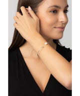 Gift Packaged 'Cruz' Sterling Silver Freshwater Pearl Dainty Bangle