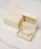Gift Packaged 'Cruz' 18ct Yellow Gold Plated Sterling Silver Freshwater Pearl Dainty Bangle