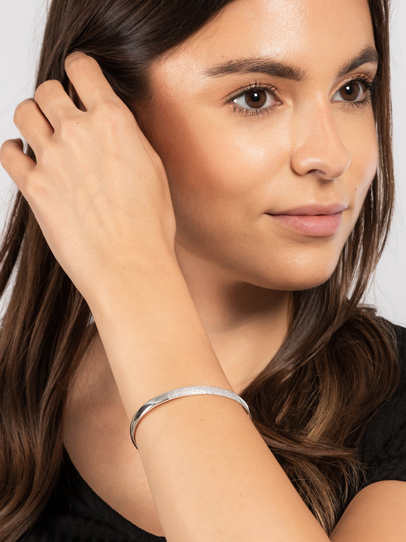 Gift Packaged 'Xenia' Sterling Silver Textured Bangle