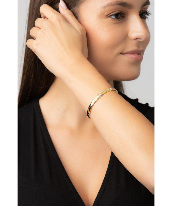 Gift Packaged 'Xenia' 18ct Yellow Gold Plated Sterling Silver Textured Bangle