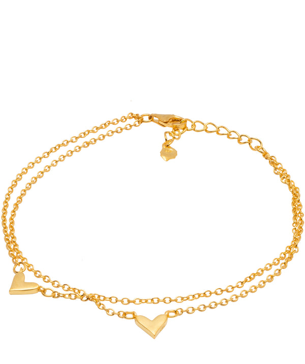 Gift Packaged 'Chloe' 18ct Yellow Gold Plated 925 Silver Double Chain Heart Bracelet