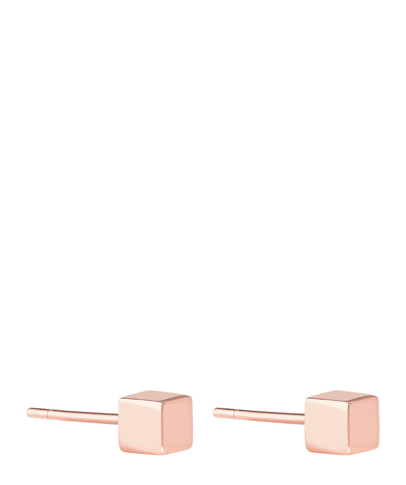 'Verina' Rose Gold Plated Sterling Silver Cube Stud Earrings image 1