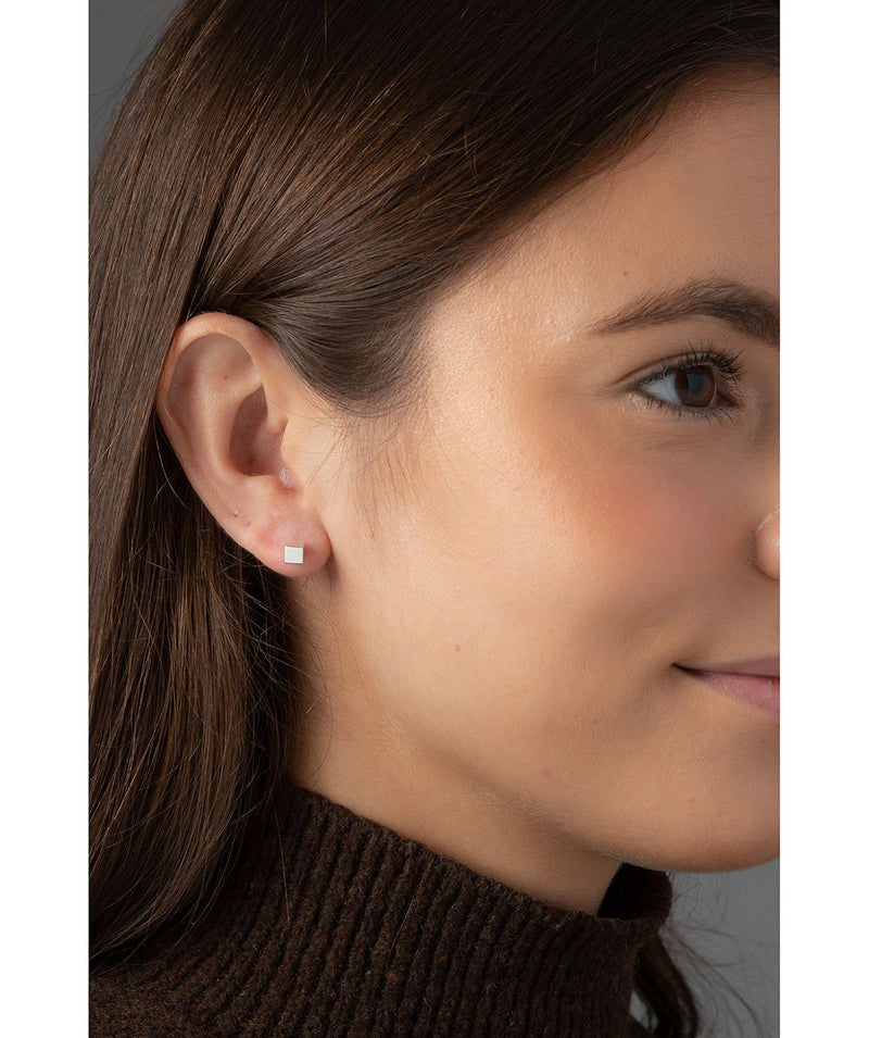 'Verina' Sterling Silver Cube Stud Earrings image 2