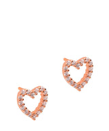 Gift Packaged 'Pau' 18ct Rose Gold Plated Sterling Silver Heart Stud Earrings