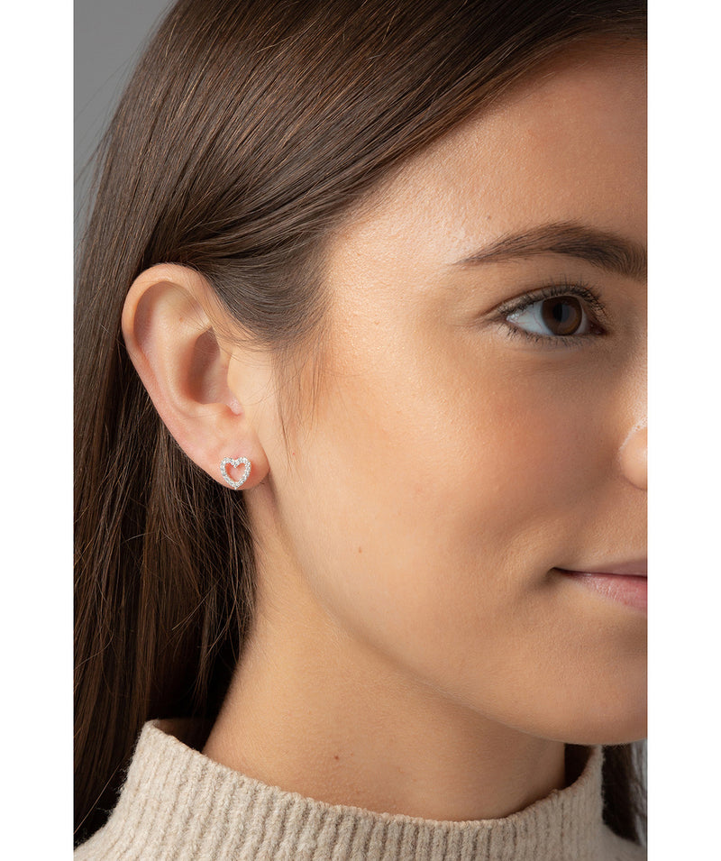 'Riom' Sterling Silver Heart Stud Earrings image 2