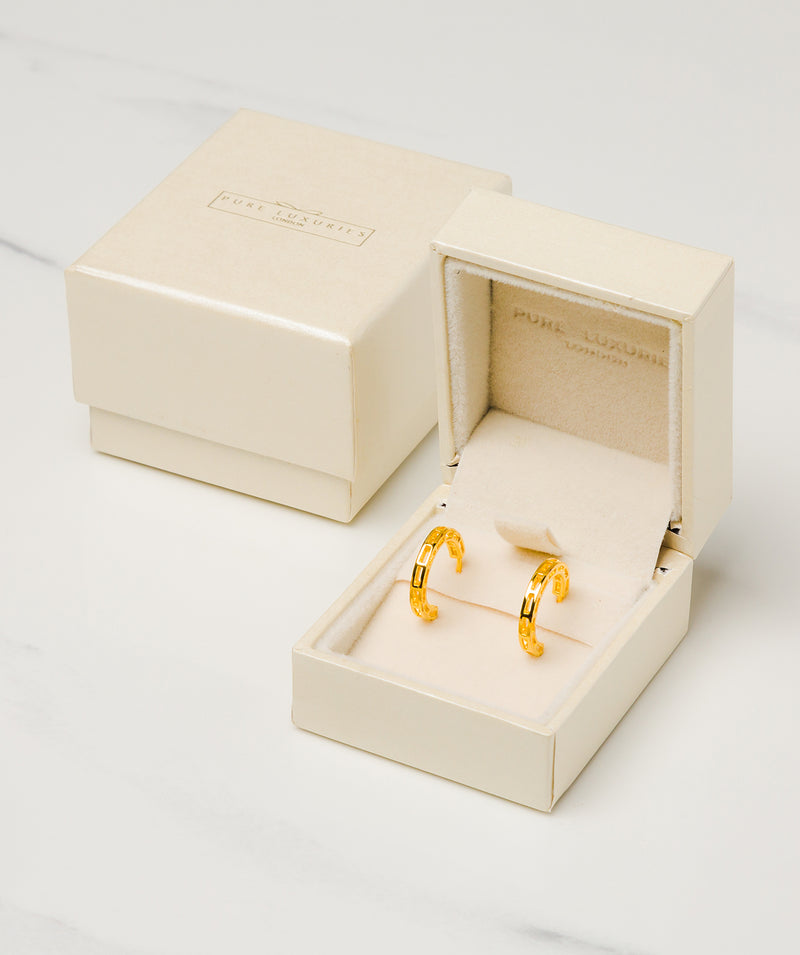 Gift Packaged 'Metz' 18ct Yellow Gold Plated Sterling Silver Hoop Earrings