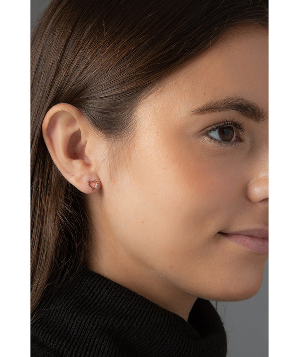 'Nerilla' Rose Gold Plated Sterling Silver Heart Outline Earrings image 2