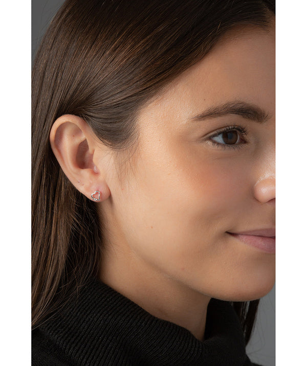 'Nerilla' Sterling Silver Heart Outline Earrings image 2