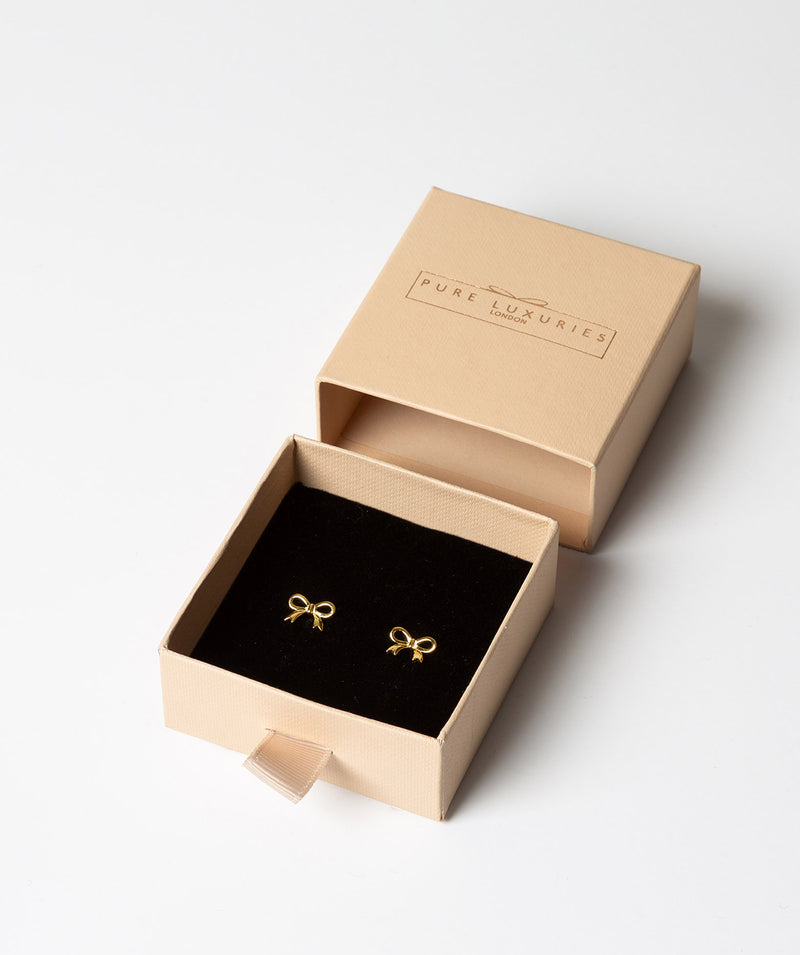 'Tauria' Gold Plated Sterling Silver Bow Ear Studs  image 3