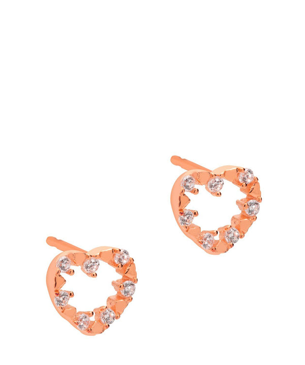 Gift Packaged 'Honoria' 18ct Rose Gold Plated Sterling Silver Encrusted Heart Earrings
