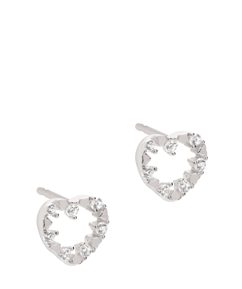 Gift Packaged 'Honoria' Sterling Silver Encrusted Heart Earrings