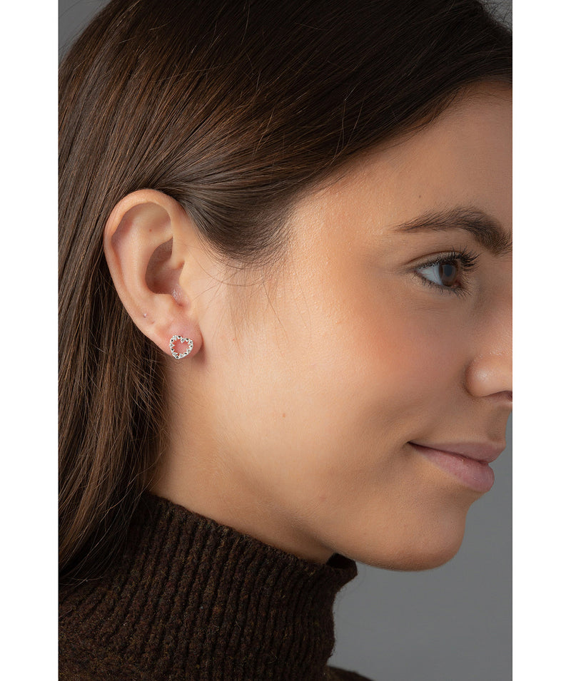 'Honoria' Sterling Silver Encrusted Heart Earrings image 2