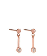 Gift Packaged 'Margaux' 18ct Rose Gold Plated Sterling Silver Hanging Crystal Earrings