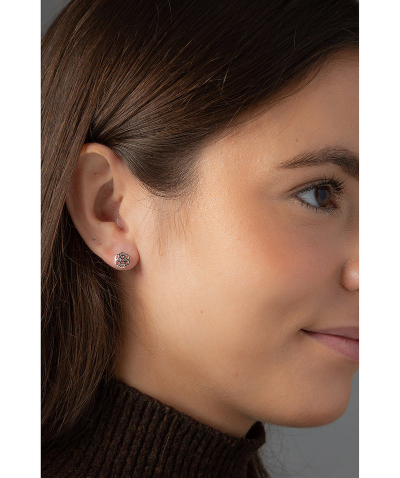 'Melisent' Sterling Silver Rose Earrings image 2