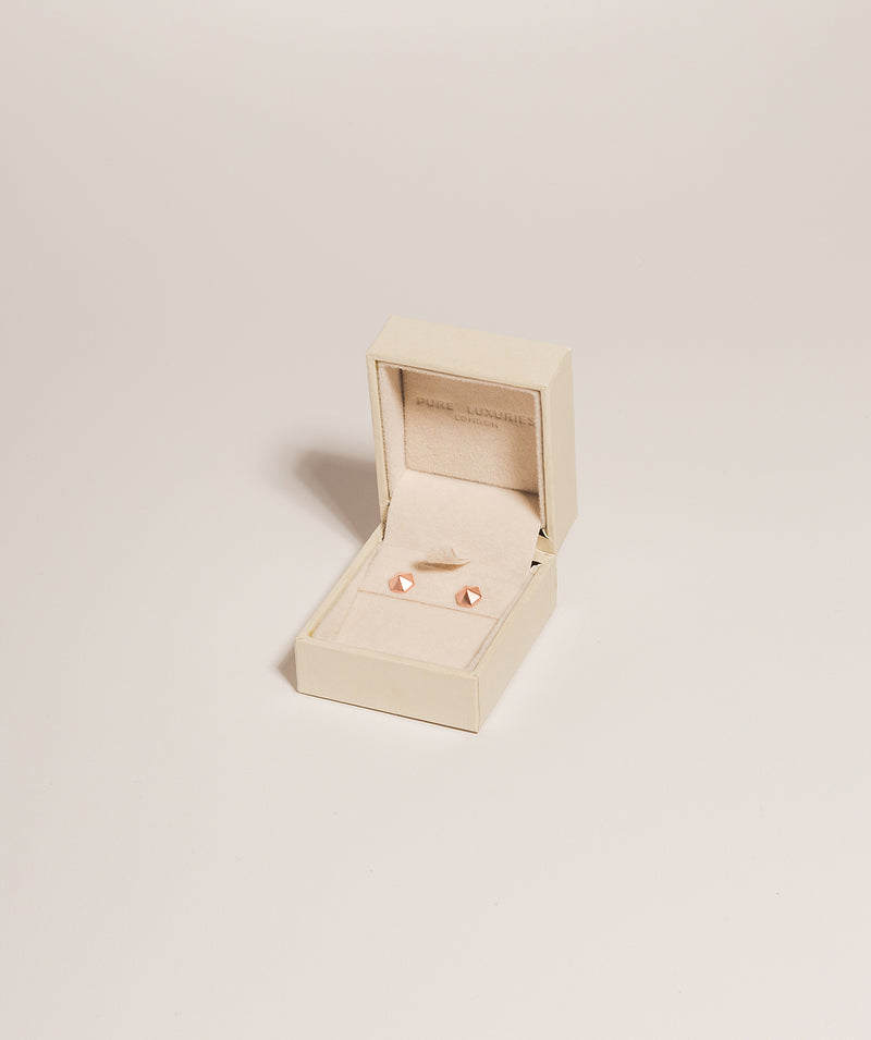 Gift Packaged 'Anika' 18ct Rose Gold 925 Silver Geometric Stud Earrings