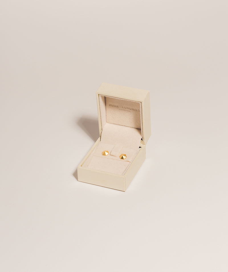 Gift Packaged 'Anika' 18ct Yellow Gold 925 Silver Geometric Stud Earrings