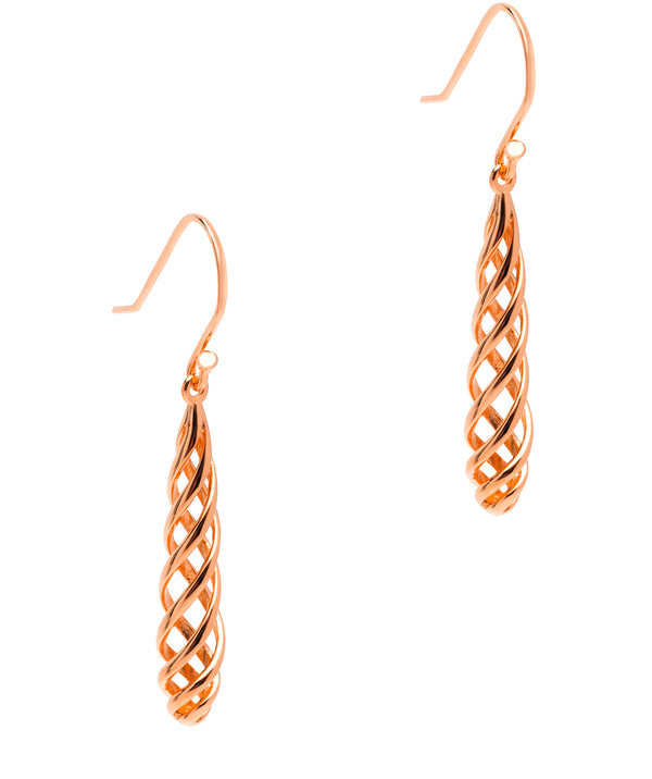 Gift Packaged 'Zaina' 18ct Rose Gold Plated 925 Silver Cage Drop Earrings