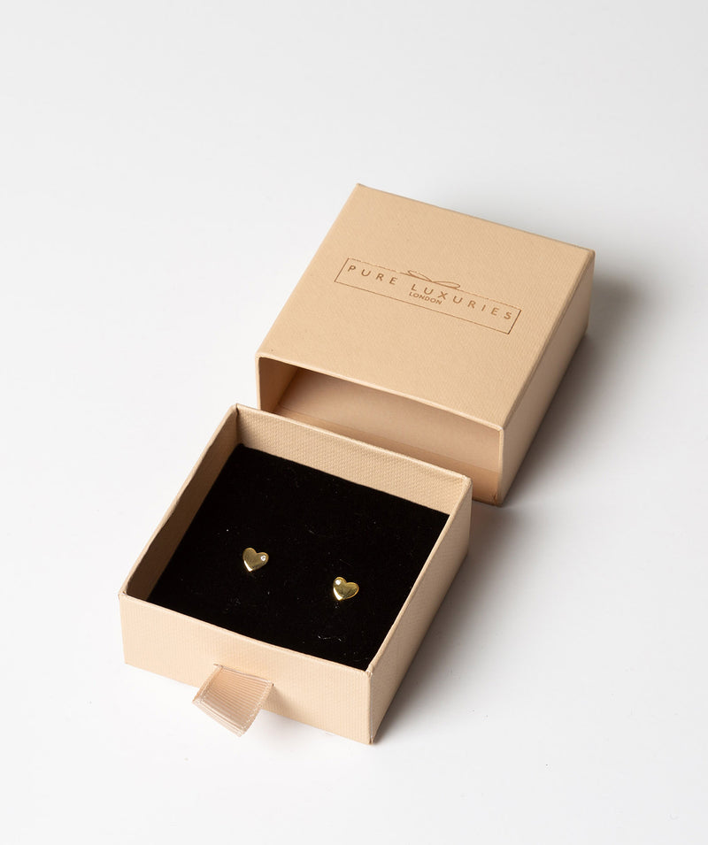 'Viviana' Gold Plated Sterling Silver Heart Stud Earrings image 3
