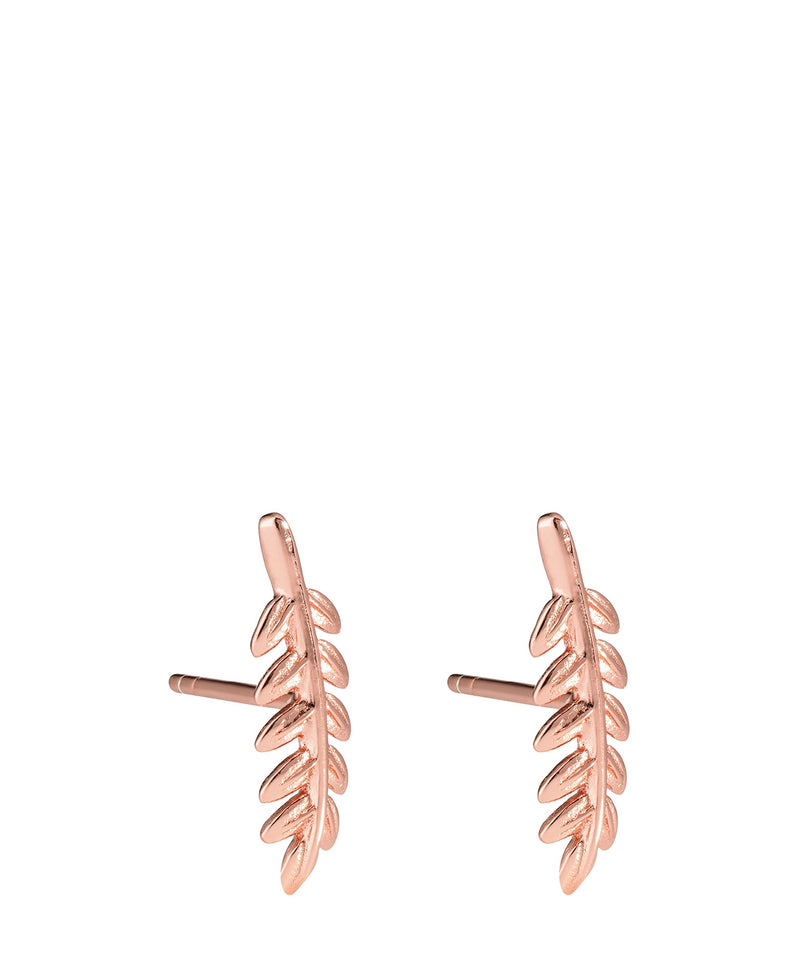 Gift Packaged 'Millau' 18ct Rose Gold Plated Sterling Silver Leaf Stud Earrings