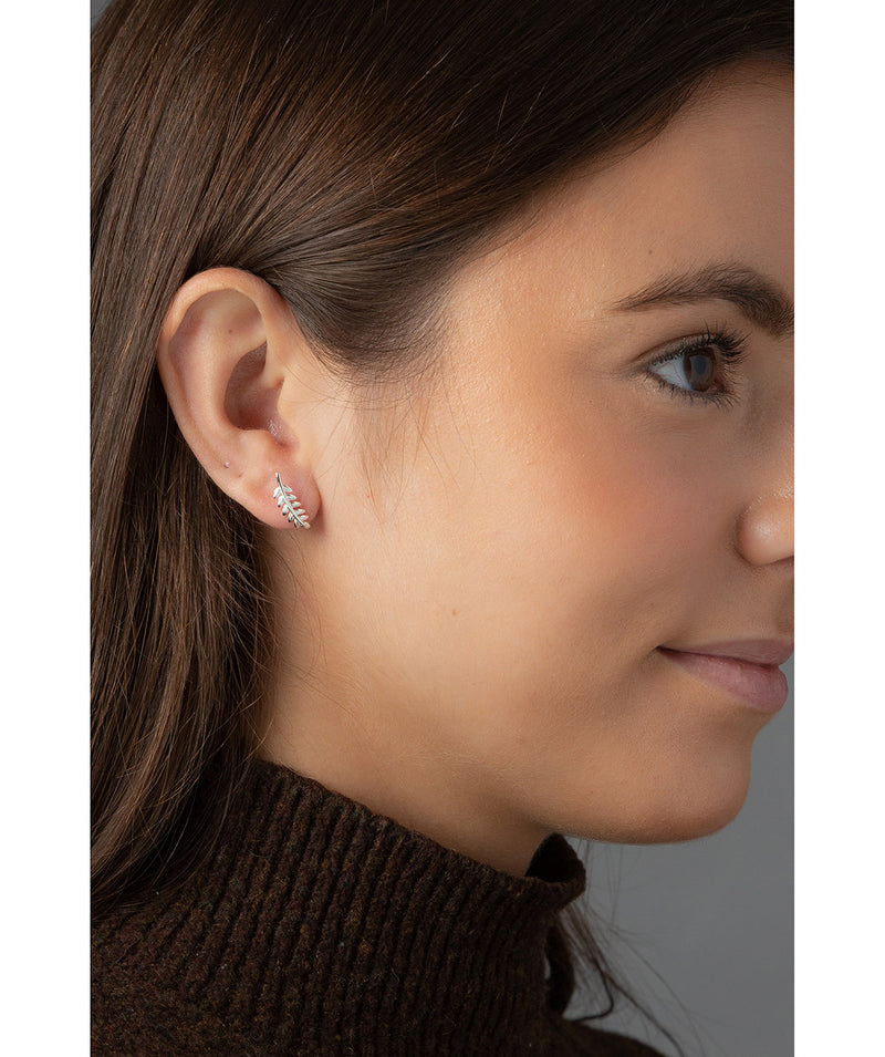 'Millau' Sterling Silver Leaf Stud Earrings image 2