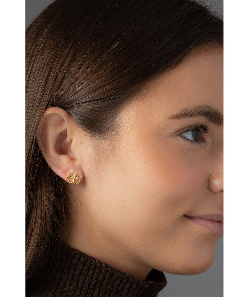 'Tanaquil' Gold Plated Sterling Silver Four Leaf Clover Earrings image 2