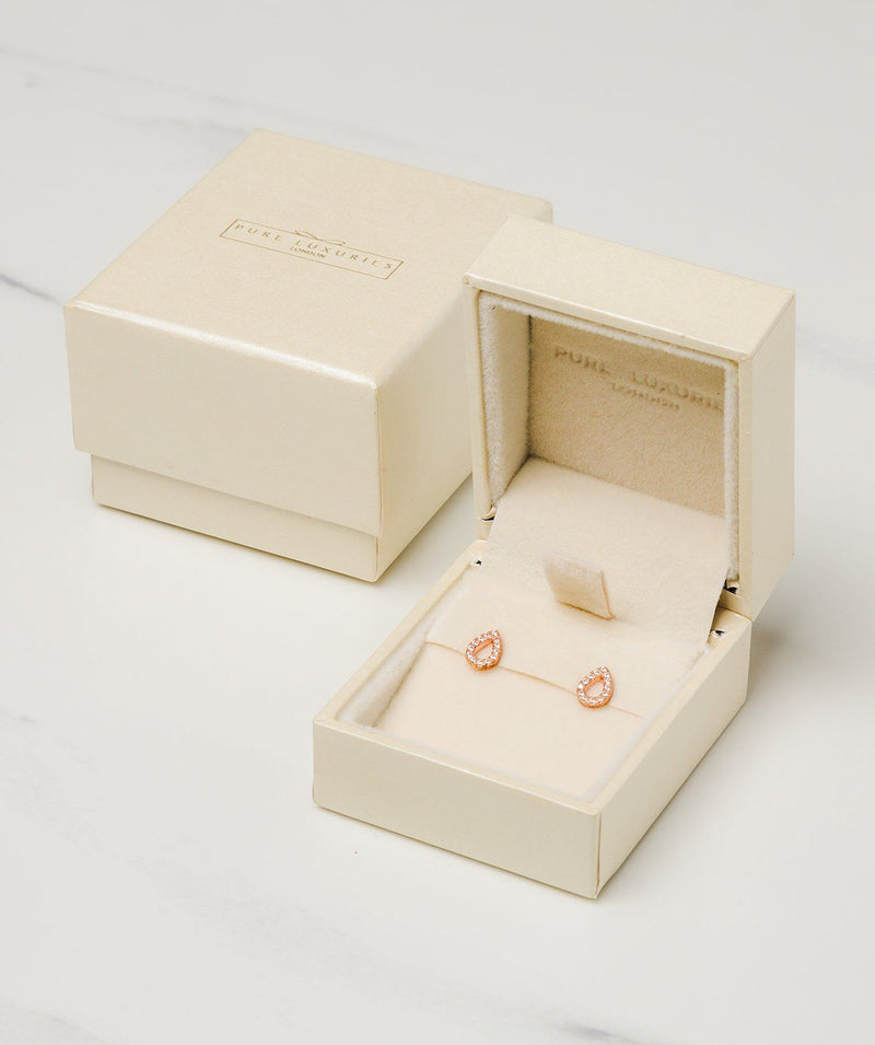 Gift Packaged 'Marilla' 18ct Rose Gold Plated Sterling Silver Teardrop Earrings
