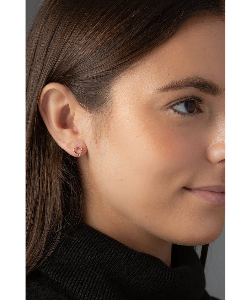 'Jonet' Rose Gold Plated Sterling Silver Heart Stud Earrings image 2