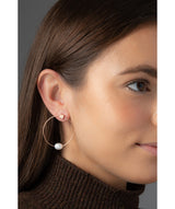 'Vichy' Rose Gold Plated Sterling Silver with Pearl Hoop Stud Earrings image 2