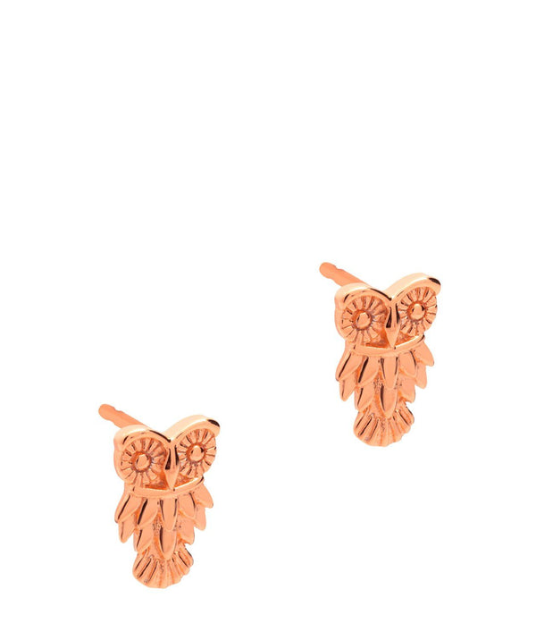 Gift Packaged 'Lowri' 18ct Rose Gold Plated Sterling Silver Owl Earrings